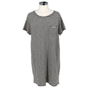 ATM Striped T-Shirt Dress Blue White Oversized Casual Classic Size Small